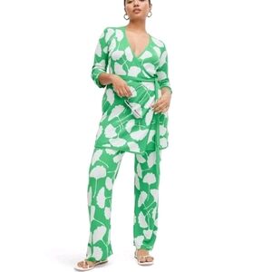 Diane Von Furstenberg x Target XXS Ginkgo Green Sweater Top Knit Flare Pants Set